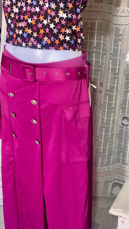 Long skirt set with belt and top