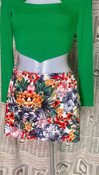 Green Top and Miniskirt Set