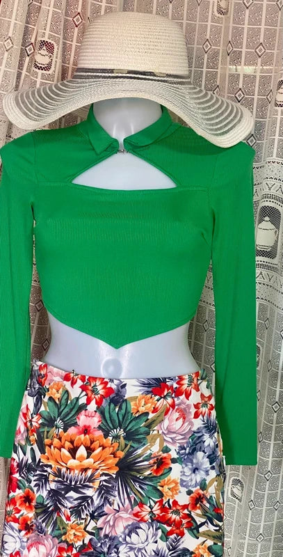 Green Top and Miniskirt Set