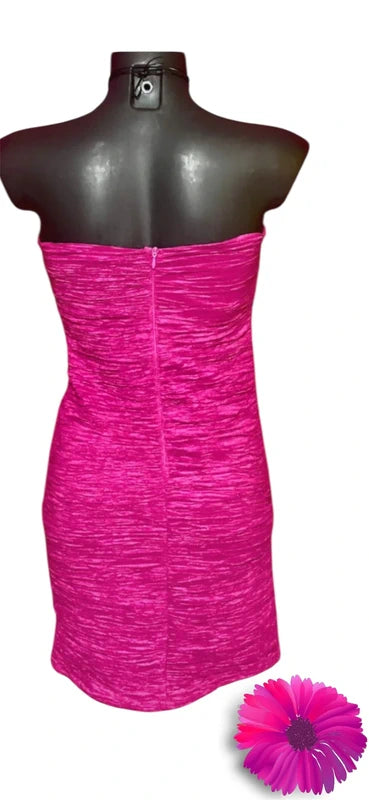 Tubino Fucsia Con Fiori In 3D Elastico Misure Nelle Foto