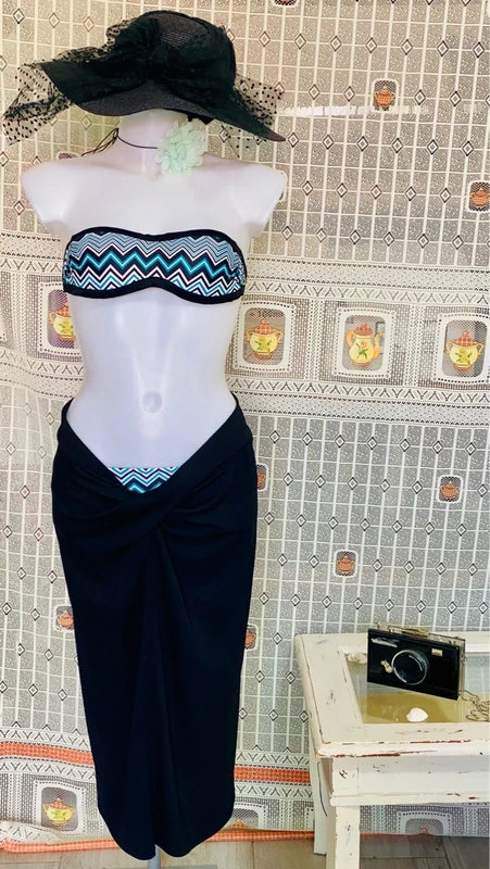 Summer bandeau bikini and skirt