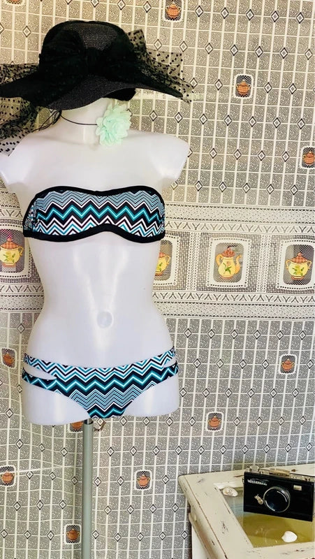 Summer bandeau bikini and skirt