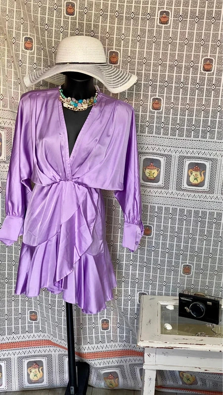 Velvet dress with voile and ruffles