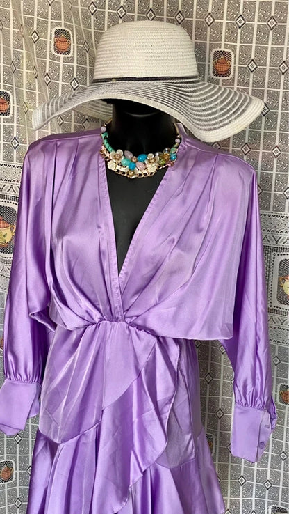 Velvet dress with voile and ruffles