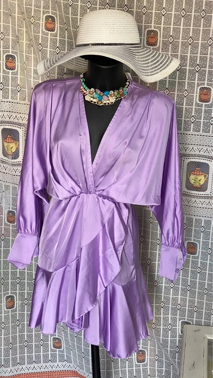 Velvet dress with voile and ruffles