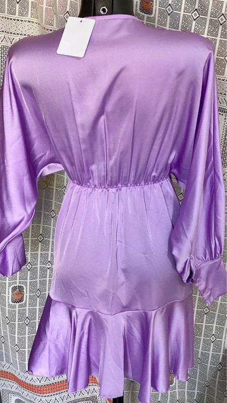 Velvet dress with voile and ruffles