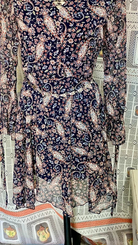 Pitty sheer sleeve longuette dress