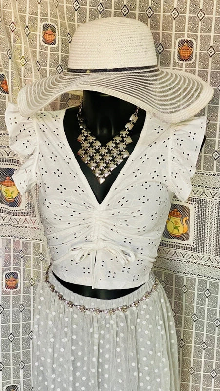 Vintage San Gallo embroidery top and skirt set