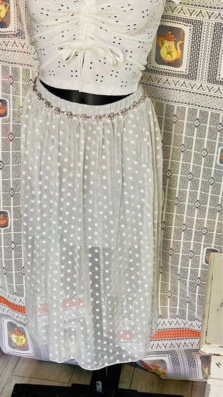 Vintage San Gallo embroidery top and skirt set