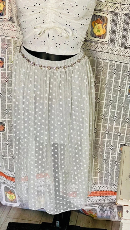 Vintage San Gallo embroidery top and skirt set