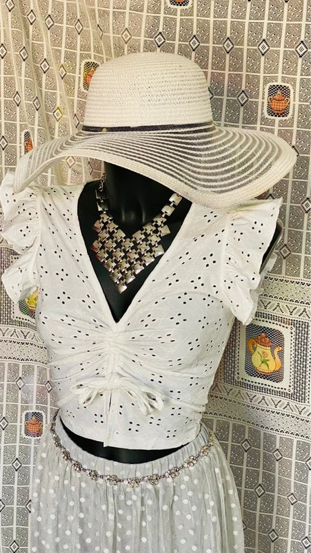 Vintage San Gallo embroidery top and skirt set