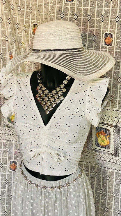 Vintage San Gallo embroidery top and skirt set