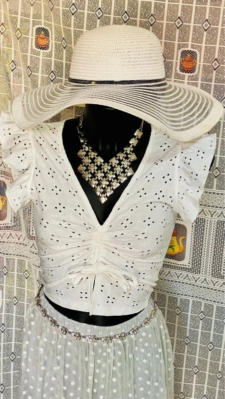 Vintage San Gallo embroidery top and skirt set