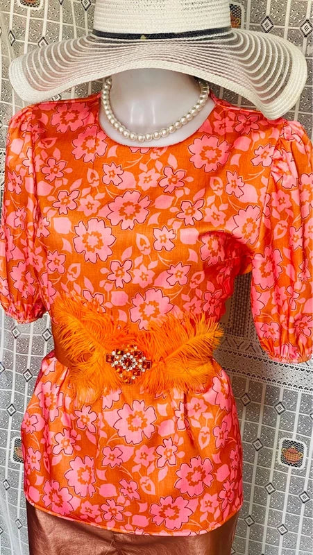 Vintage Puff Sleeve Peplum Blouse Top