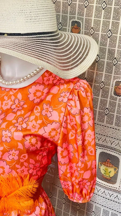 Vintage Puff Sleeve Peplum Blouse Top