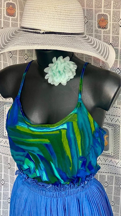 Top Vintage fantasia astratta e Gonna plissettata