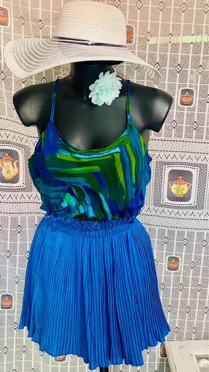 Top Vintage fantasia astratta e Gonna plissettata