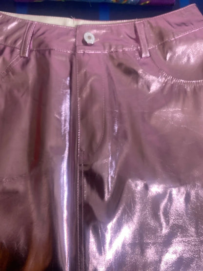 Women's Metallic Mini Skirt &amp; ROSE Top Set