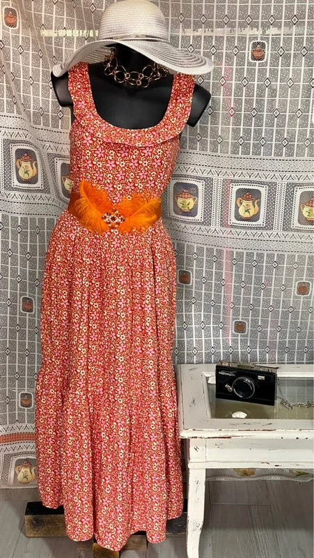 Long dress with voile and fringes