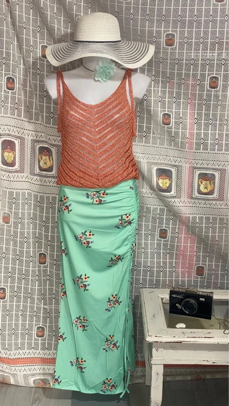 Floral Long Skirt and Top Set
