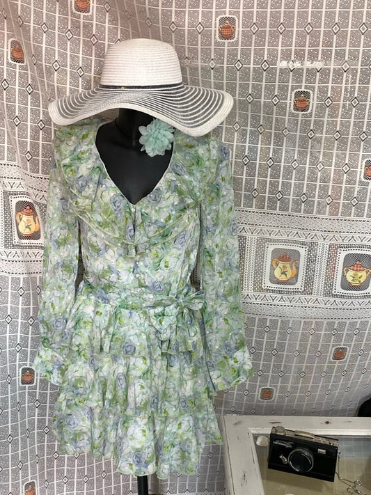 Long-sleeved sheer dress