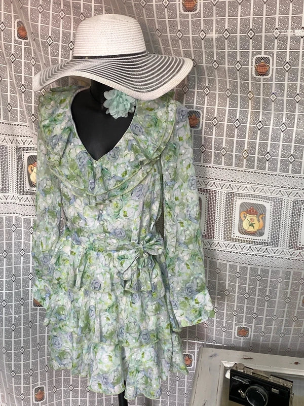 Long-sleeved sheer dress