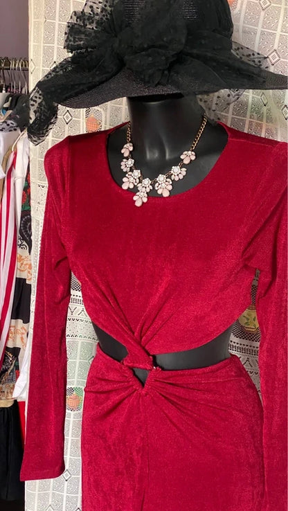 Stefy long burgundy dress