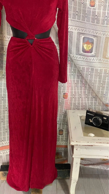 Stefy long burgundy dress