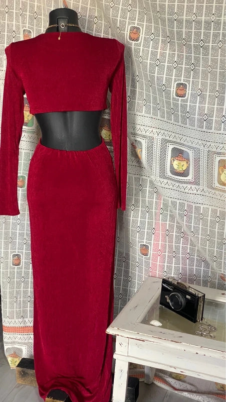 Stefy long burgundy dress