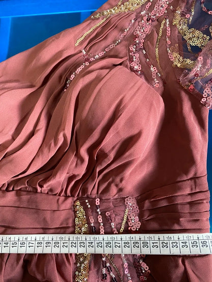 Abito elegante monospalla con paillettes