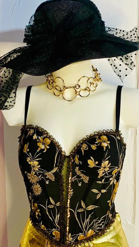 Completo Con Bustier & Pantalone a Vita Alta Metallizzato Gold