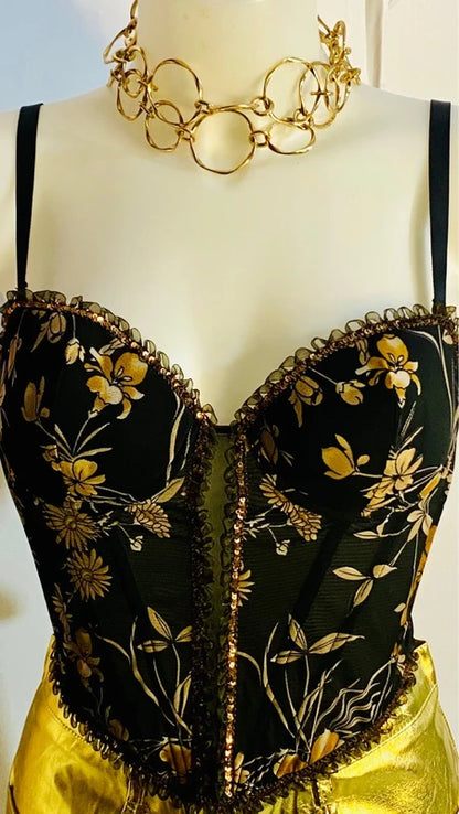 Completo Con Bustier & Pantalone a Vita Alta Metallizzato Gold