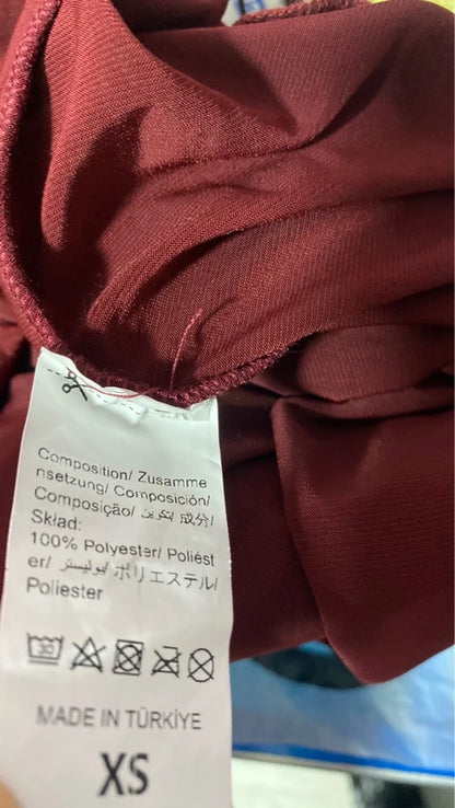 Burgundy Stretchy Long Cocktail Evening Dress