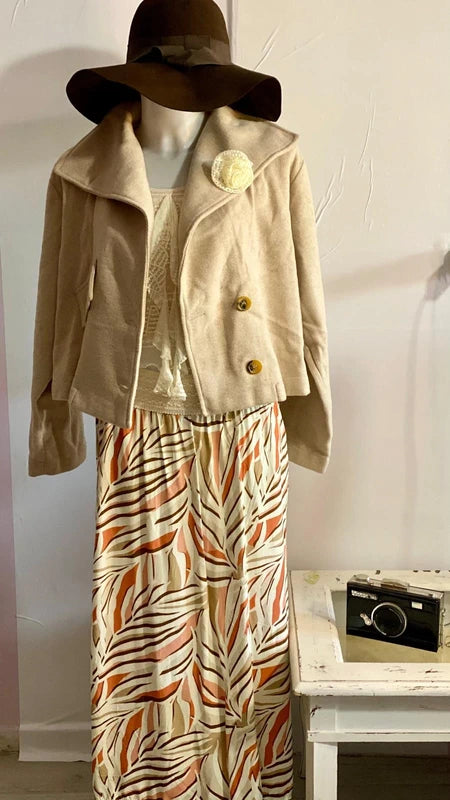Cappotto Giacca Doppiopetto Top Maglia in Pizzo Con Spilla Misure Nelle Foto