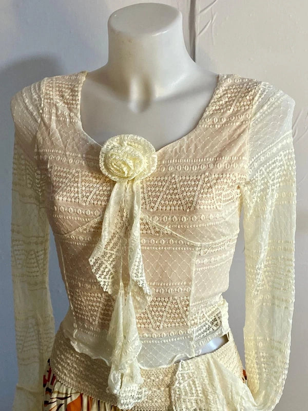 Cappotto Giacca Doppiopetto Top Maglia in Pizzo Con Spilla Misure Nelle Foto