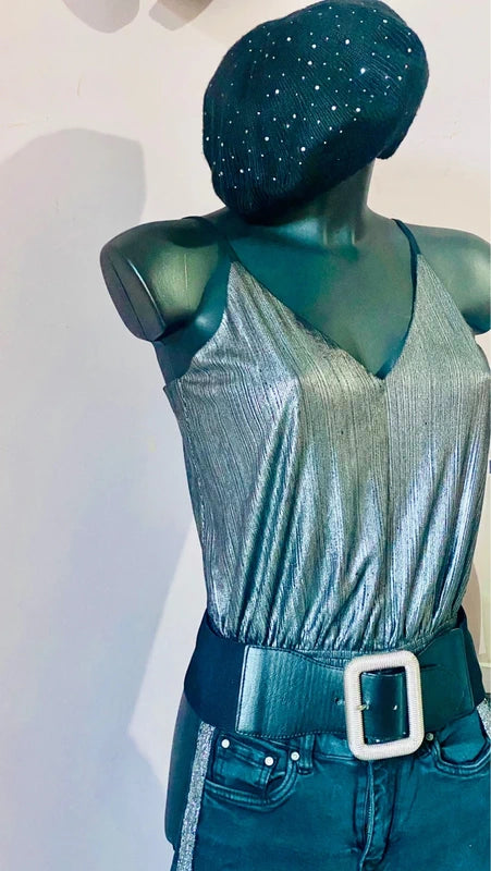 Completo Arge Top Body & Jeans Con Bande Argento