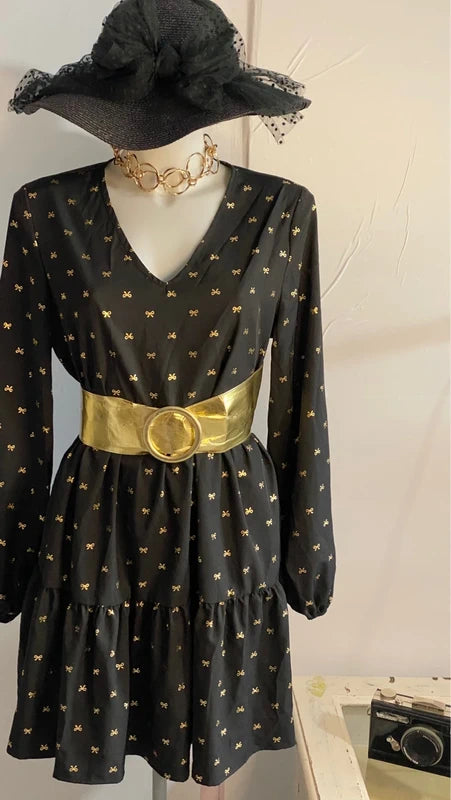 Abito Longuette Midi Fantasia Fiocchi Oro