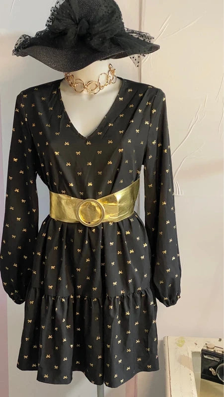 Abito Longuette Midi Fantasia Fiocchi Oro