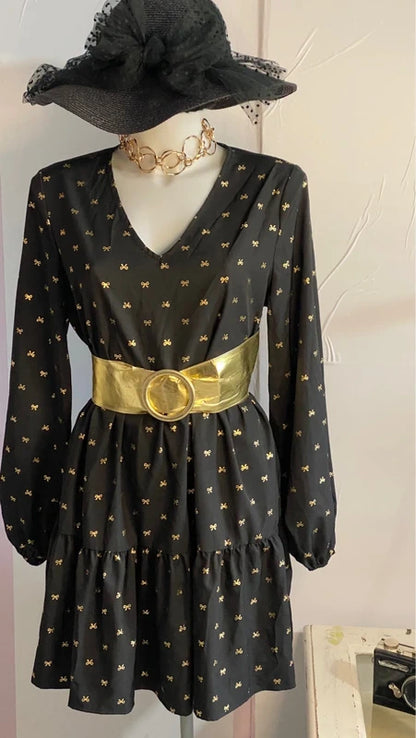 Abito Longuette Midi Fantasia Fiocchi Oro