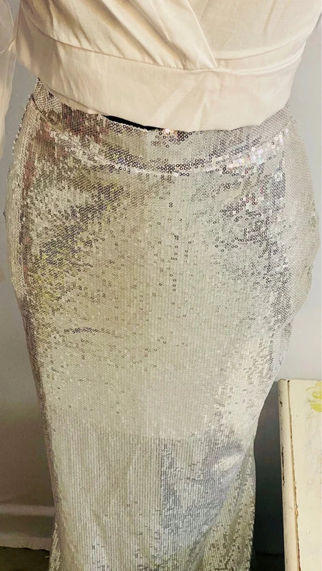 Completo Gonna Lunga con Paillettes e Camicia Crop