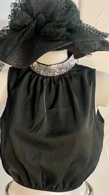 Top con Paillettes e Gonna Midi Silver