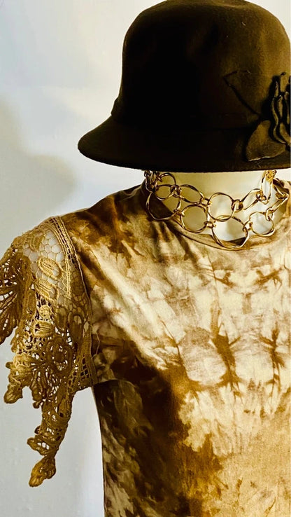 Completo Elegante T-shirt Top in Tulle e Paillettes con Pantalone Leggins