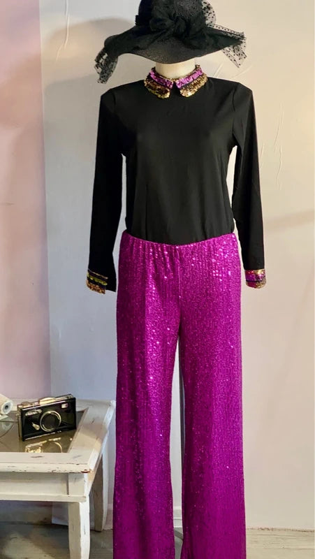 Pantalone a Palazzo con Paillettes & Camicia