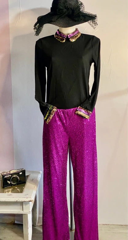 Pantalone a Palazzo con Paillettes & Camicia