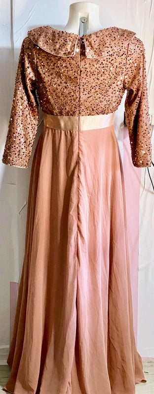 Abito Elegante Con Paillettes & Chiffon Misure nelle Foto