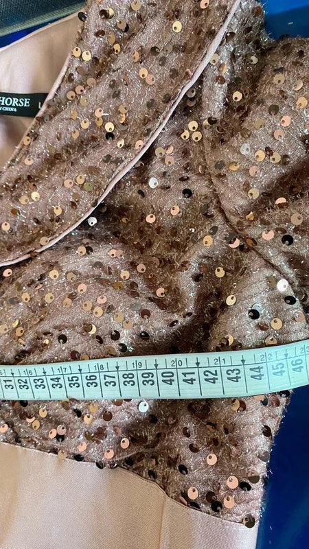 Abito Elegante Con Paillettes & Chiffon Misure nelle Foto