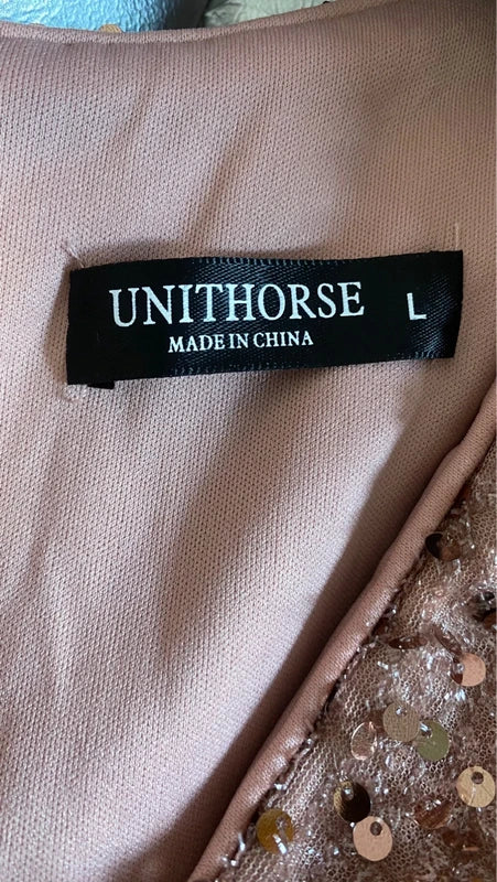 Abito Elegante Con Paillettes & Chiffon Misure nelle Foto