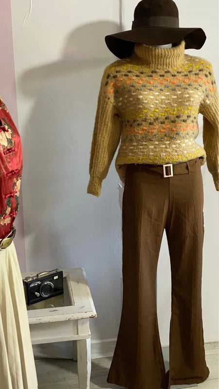 Maglione Dolcevita Pantalone con Cintura Misure Nelle Foto