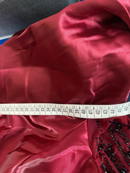 Abito Lungo Da Sera Bordeaux In Taffetà Con Scollo A Barca Misure Nelle Foto