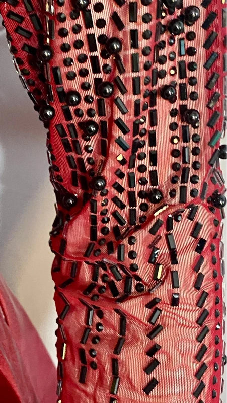 Abito Lungo Da Sera Bordeaux In Taffetà Con Scollo A Barca Misure Nelle Foto